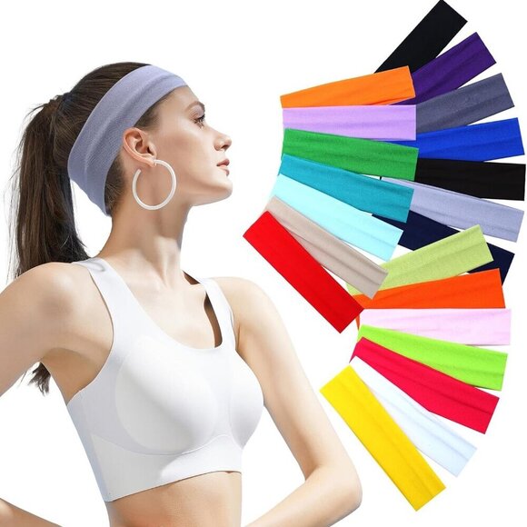 42 Pack Athletic Headbands Polyester Sweat-Absorbing Sports Hair Bands for Women main image 4